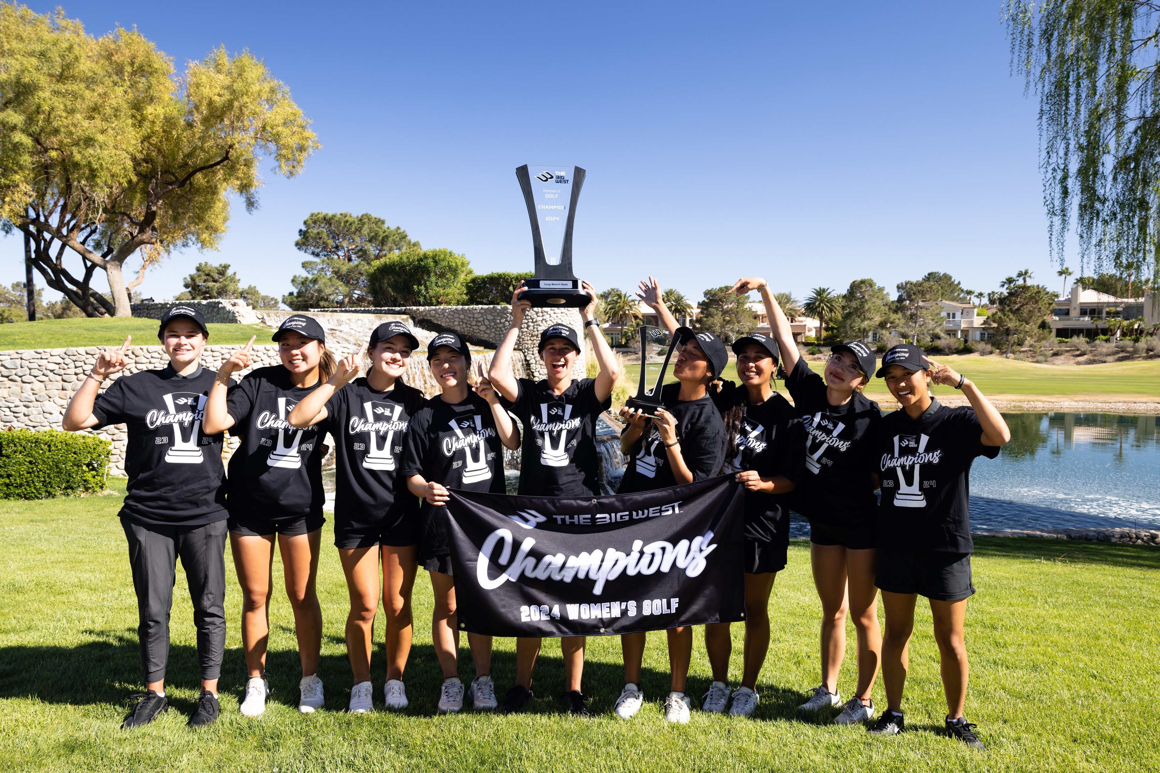 Golf team celebrating together